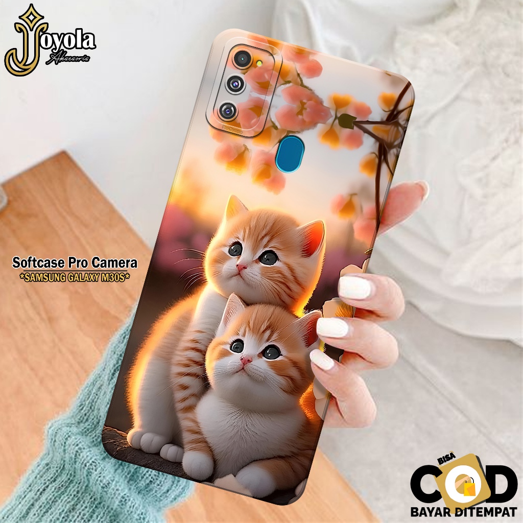 JOYOLA Case Samsung Galaxy M30S - Fahion Case Kucing - Softcase Samsung Galaxy M30S - Pro Camera - C