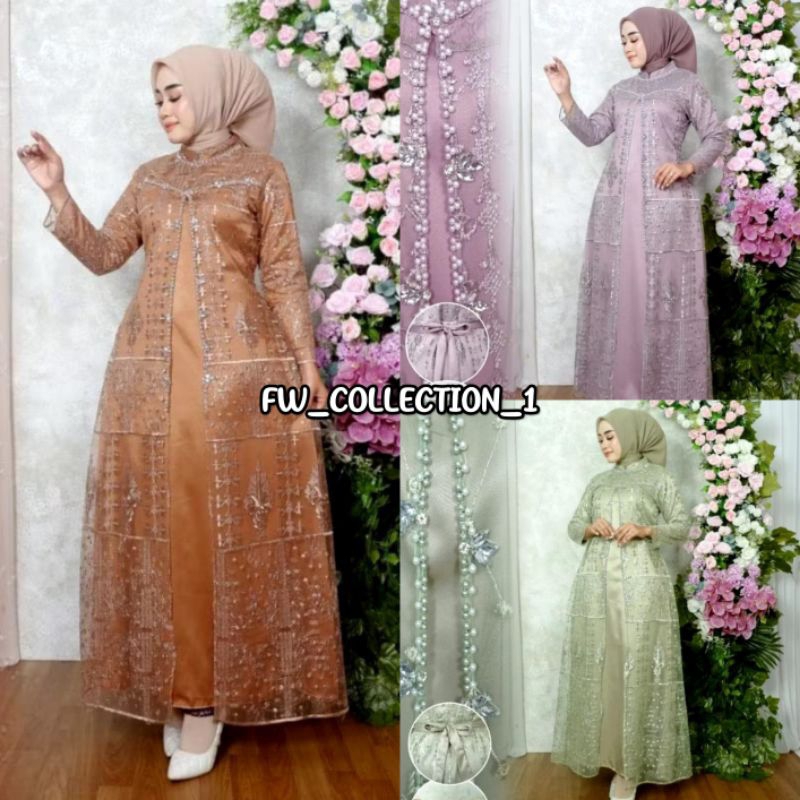 Gamis modern regina Aleta / gamis satin / gamis pesta / gamis lebaran/gamis kondangan