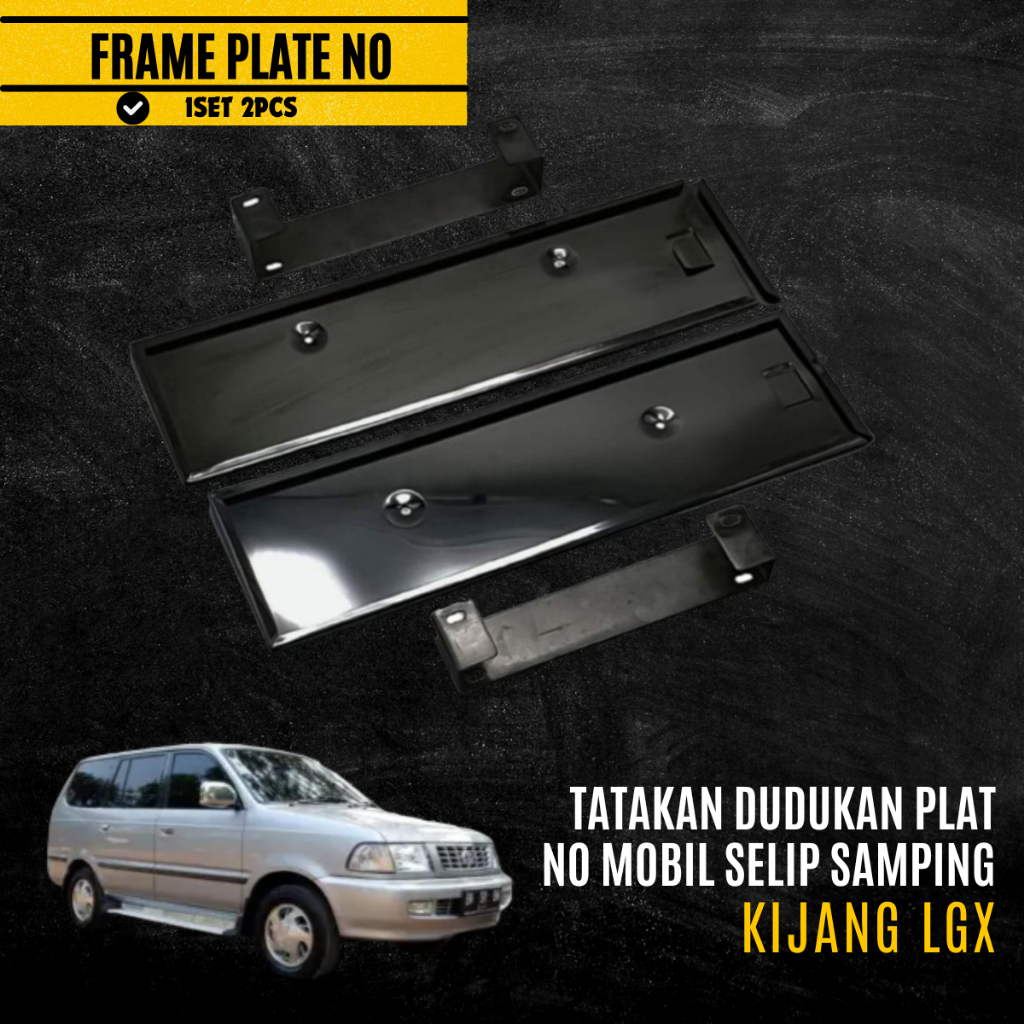 Tatakan Dudukan Plat Nomor Mobil Model Selip Samping Black Series For Kijang LGX