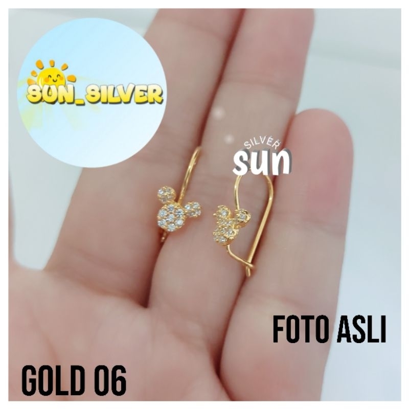 ANTING KAIT MICKEY MINI PERAK 925 LAPIS MAS KUNING GOLD 06