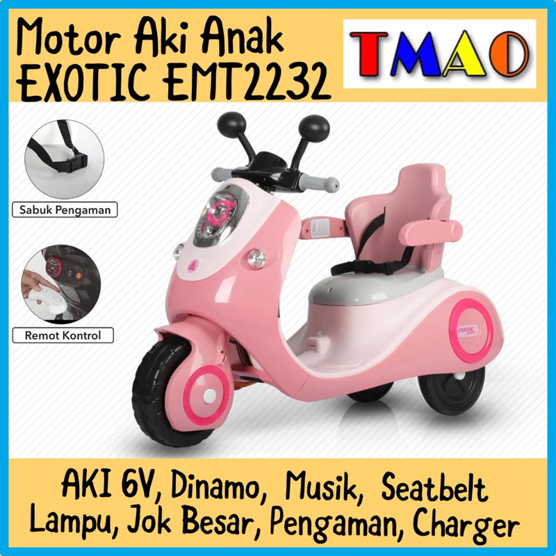 Motor Anak Motor Aki REMOTE EXOTIC EMT2232 EMT-2232 Mainan Anak Remot Kendaraan Mainan EMT2241 2241