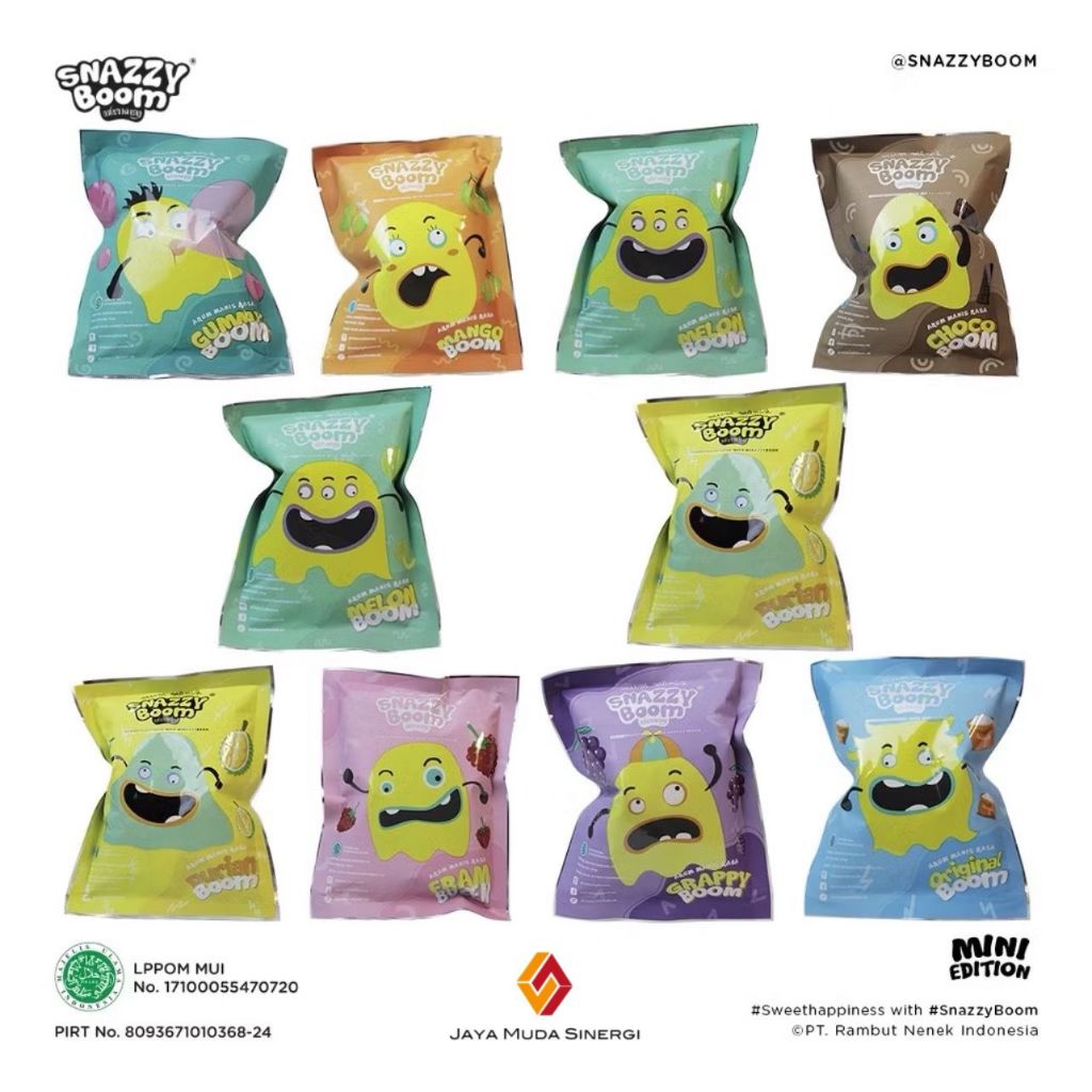 

SNAZZY BOOM MINI EDITION - ARUM MANIS / GULALI / RAMBUT NENEK / COTTON CANDY