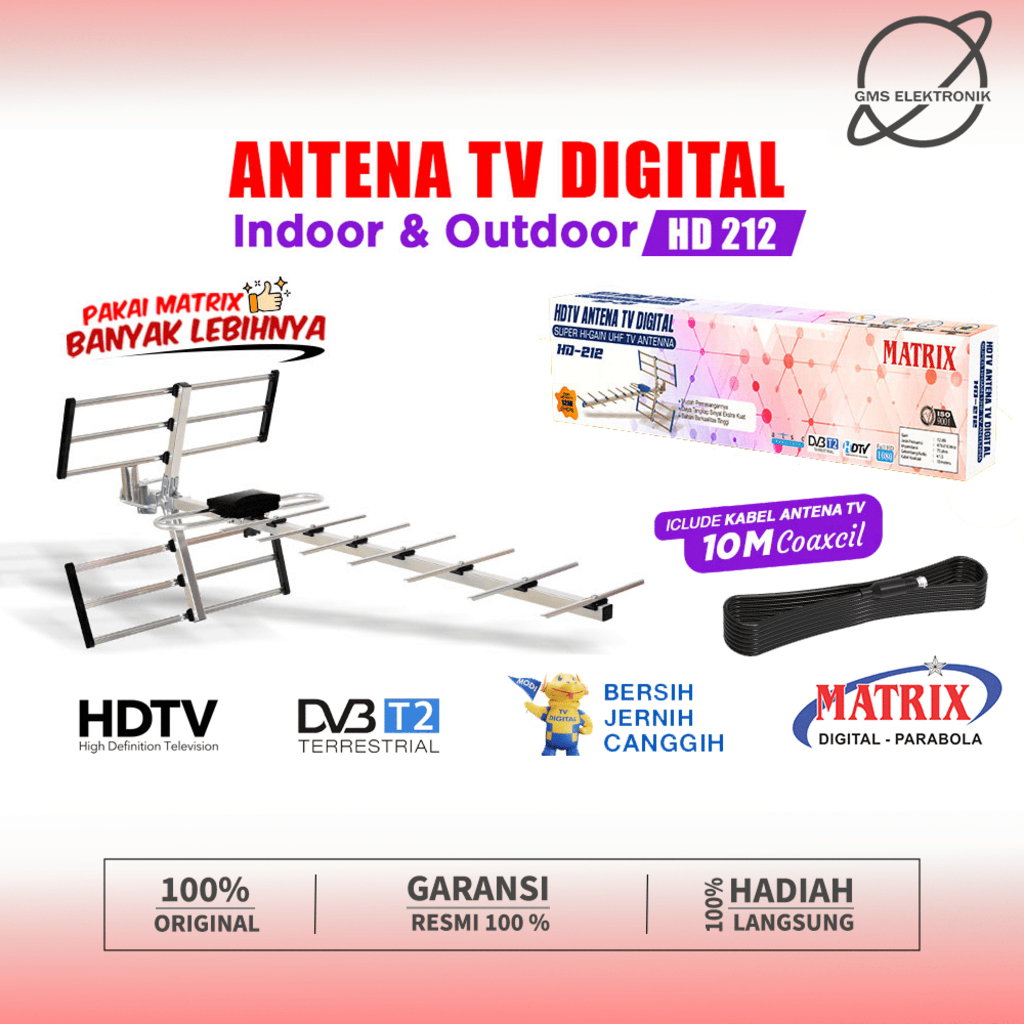 [BISA COD] MATRIX ANTENA TV DIGITAL HD211 / HD 211 / HD-211 FREE KABEL / ANTENA OUTDOOR MATRIX