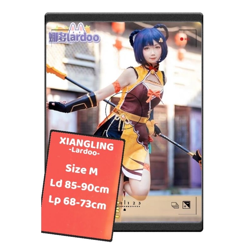 [ RENTAL ] Xiangling Brand Lardoo Genshin Impact Cosplay Kostum Wig Manmei Weapon
