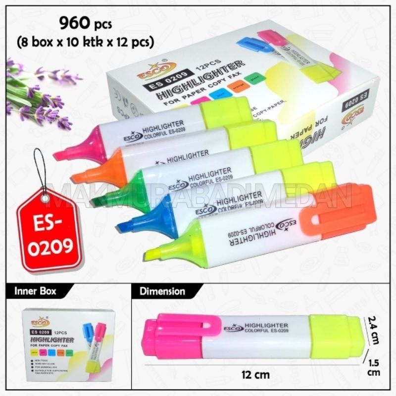 

(1Pcs) Stabilo Highlighter Warna 2 Sisi ESCO ES-0209 / Stabilo Warna 2in1