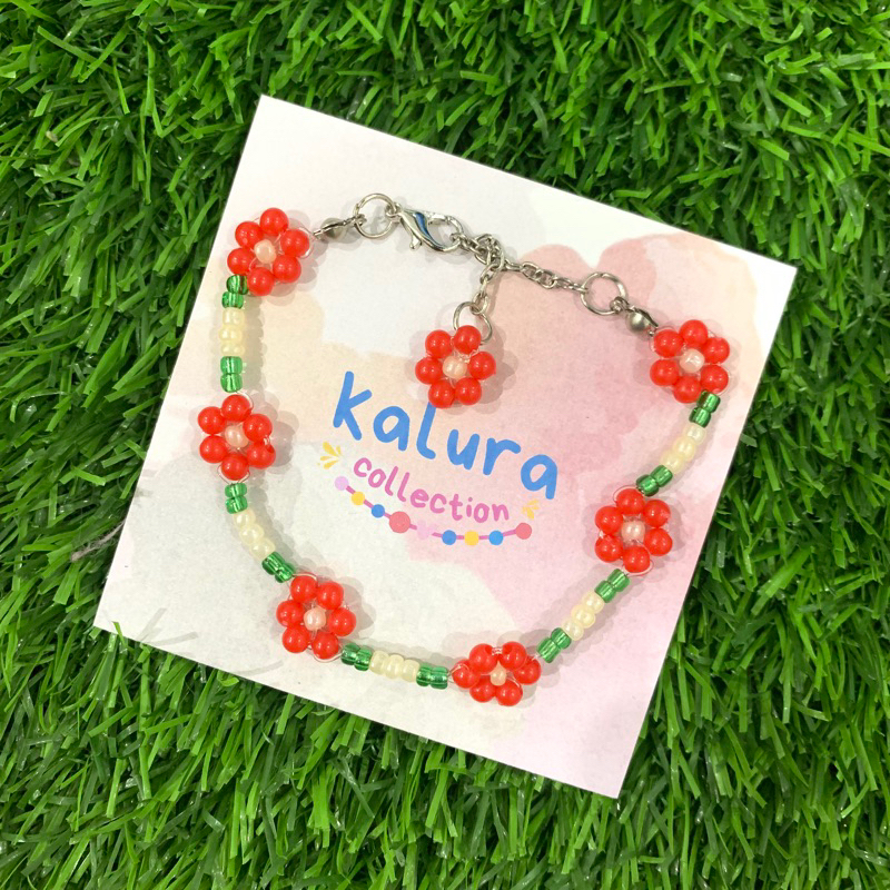 Gelang Manik Manik Daisy Beads | Gelang Aesthetic Gelang Bunga Bunga | Cherry Blossom by Kalura Coll