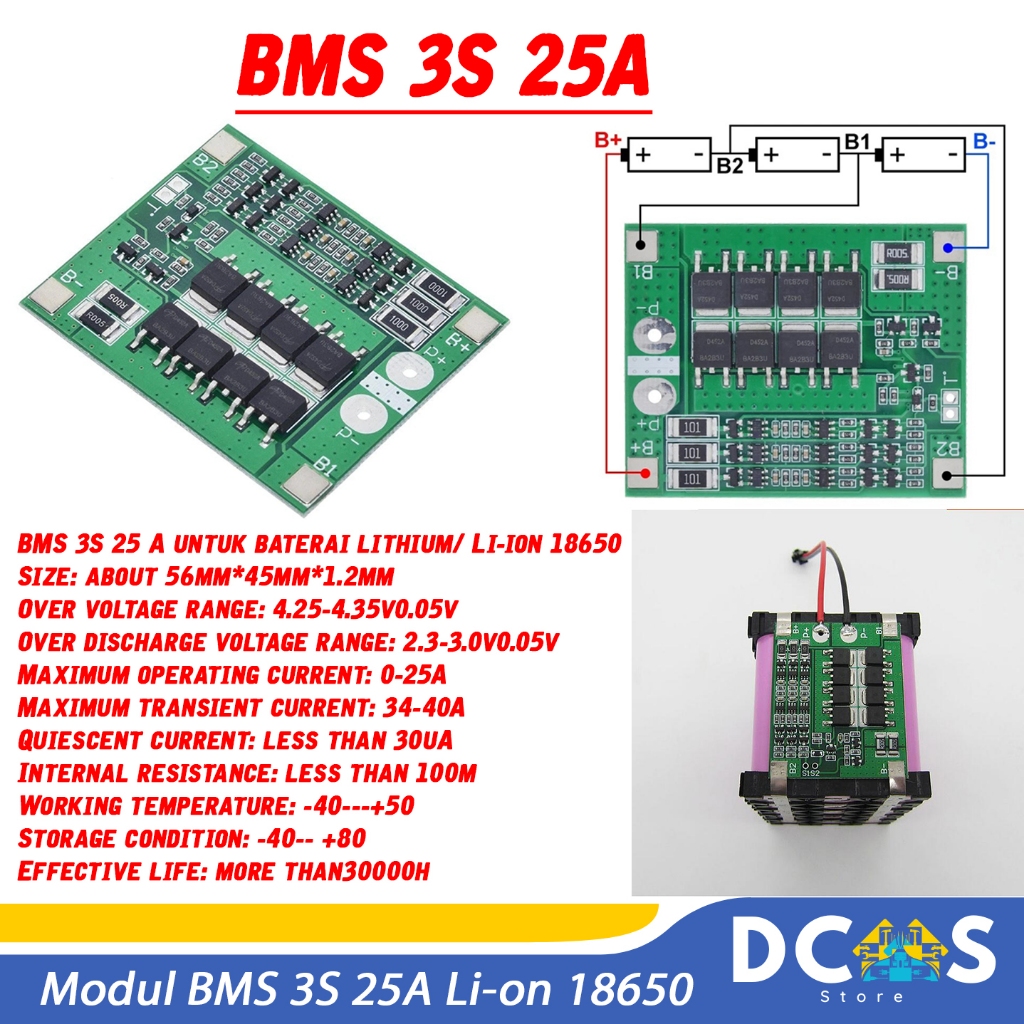 Modul BMS Battery Management System 3S 25A Li-Ion 18650 Battery