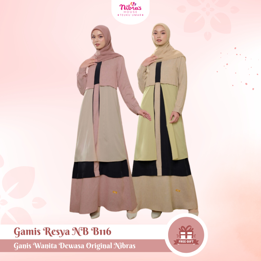 Gamis Polos Layer Terbaru Long Dress Muslimah Remaja Wanita Dewasa Nibras NB B116