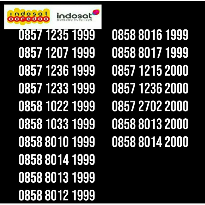 Nomer cantik Indosat seri ekor tahun 1999 & 2000