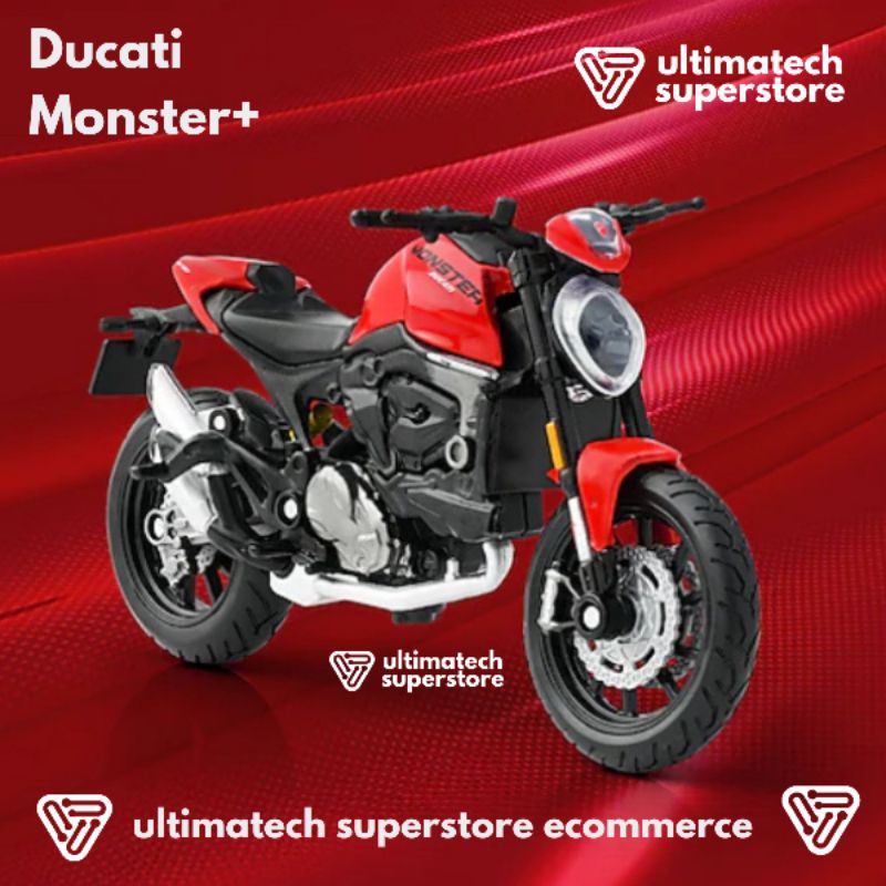 Shell Ducati Monster+ Plus Diecast Motor Maisto Scale 1:18