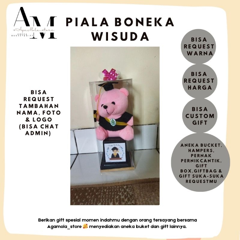 Piala boneka wisuda custom mika anak tk