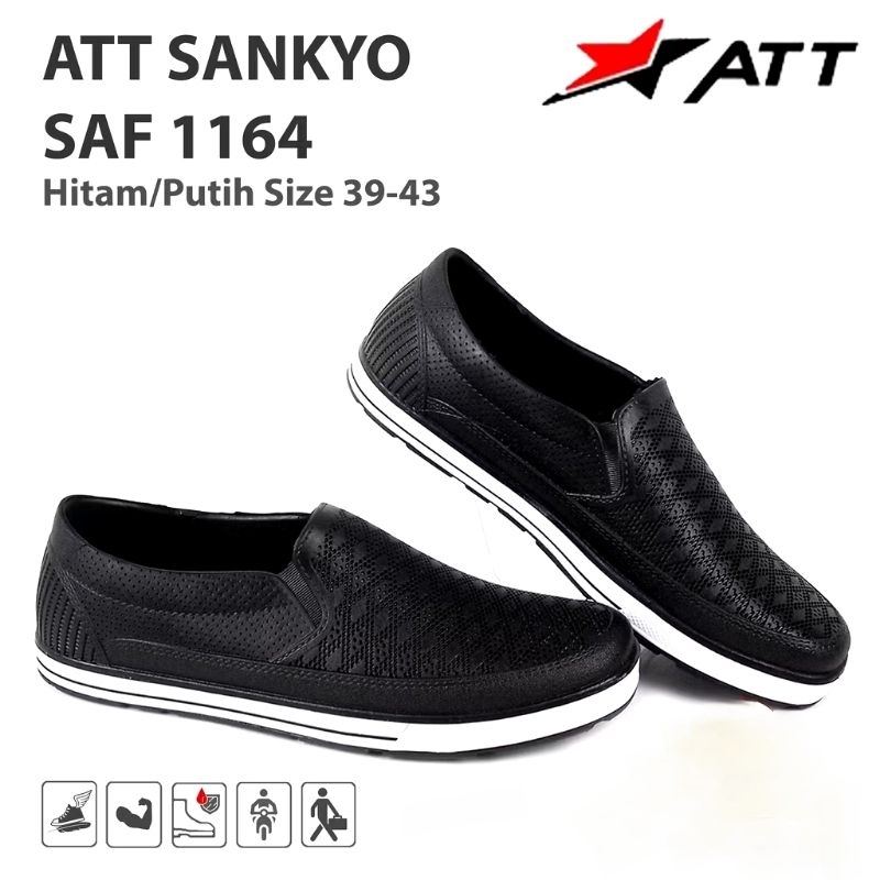 Sepatu Pantofel Karet ATT SAF 1164 Hitam - Putih