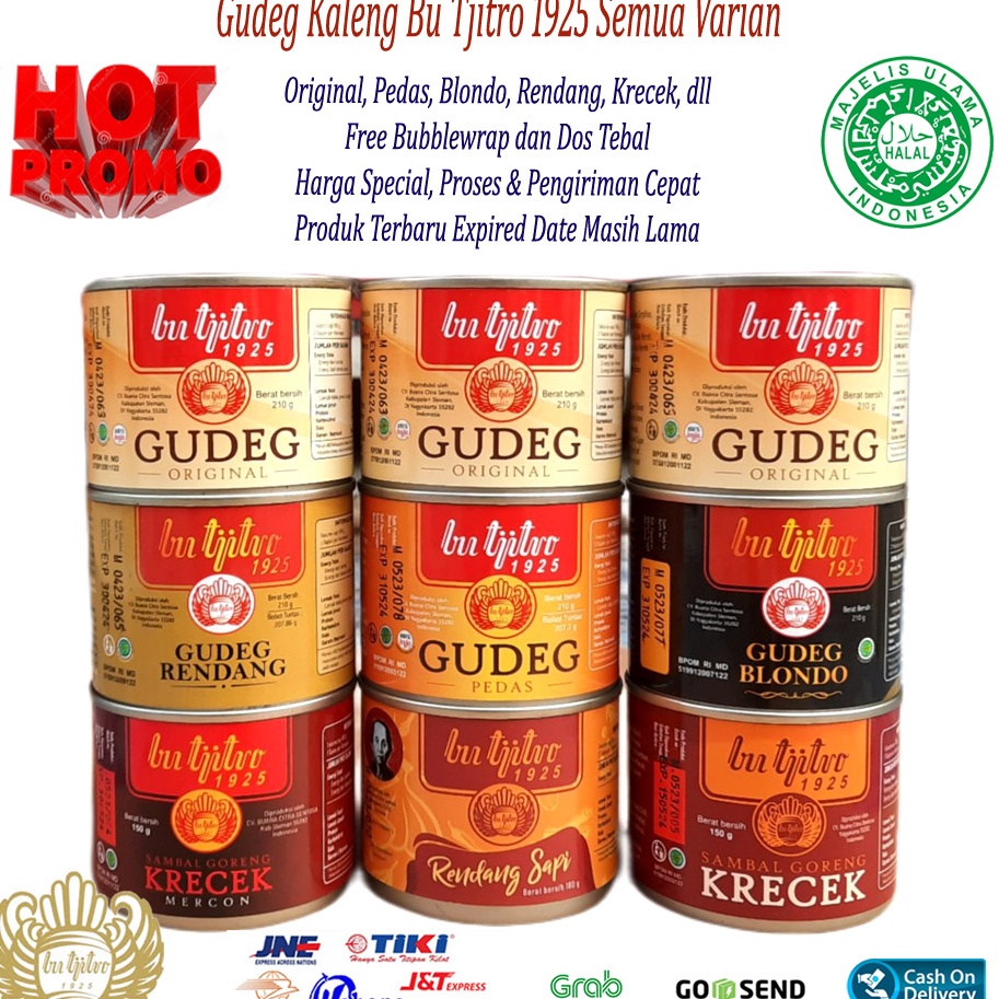 

Order PROMO GUDEG KALENG BU TJITRO ALL VARIAN ll SAMBAL KRECEK ll KRECEK MERCON ll OSENG MERCON ll RENDANG