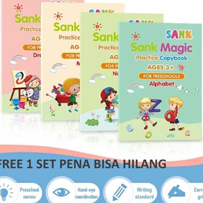 

DISKON BESAR FREE 5 PCS Refill Tinta Isi 4 buku 1 pulpen 5 refill 4 BookSank Magic Practice Book 1 Set Isi 4 Buku dan Pulpen Buku edukasi belajar menulis