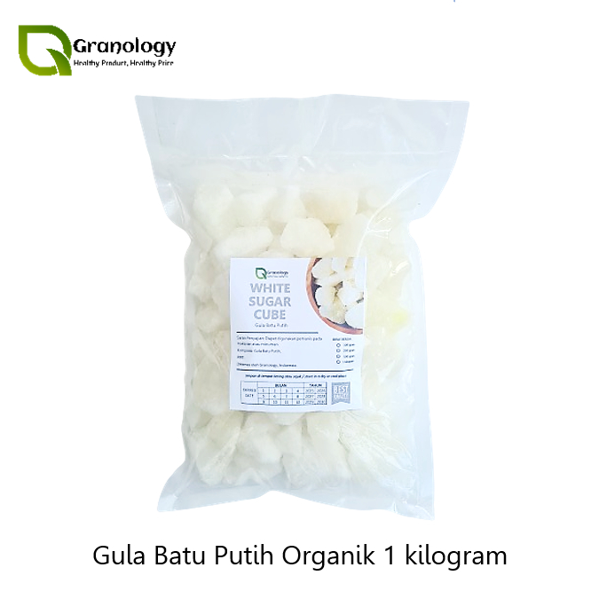 

Organic White Sugar Cubes / Gula Batu Putih Organik (1 kilogram) by Granology