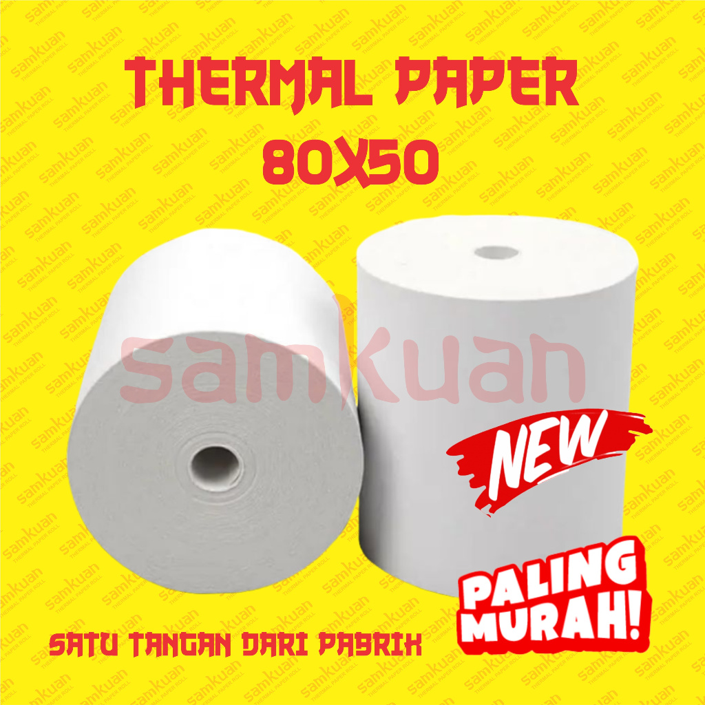 

KERTAS THERMAL STRUK KASIR / PPOB PAPER ROLL 80X50 CORELESS TERMAL POS RECEIPT MINI PRINTER BLUETOOTH 80MM 80X50MM PANDA VSC EPPOS IWARE CORELESS TANPA CORE