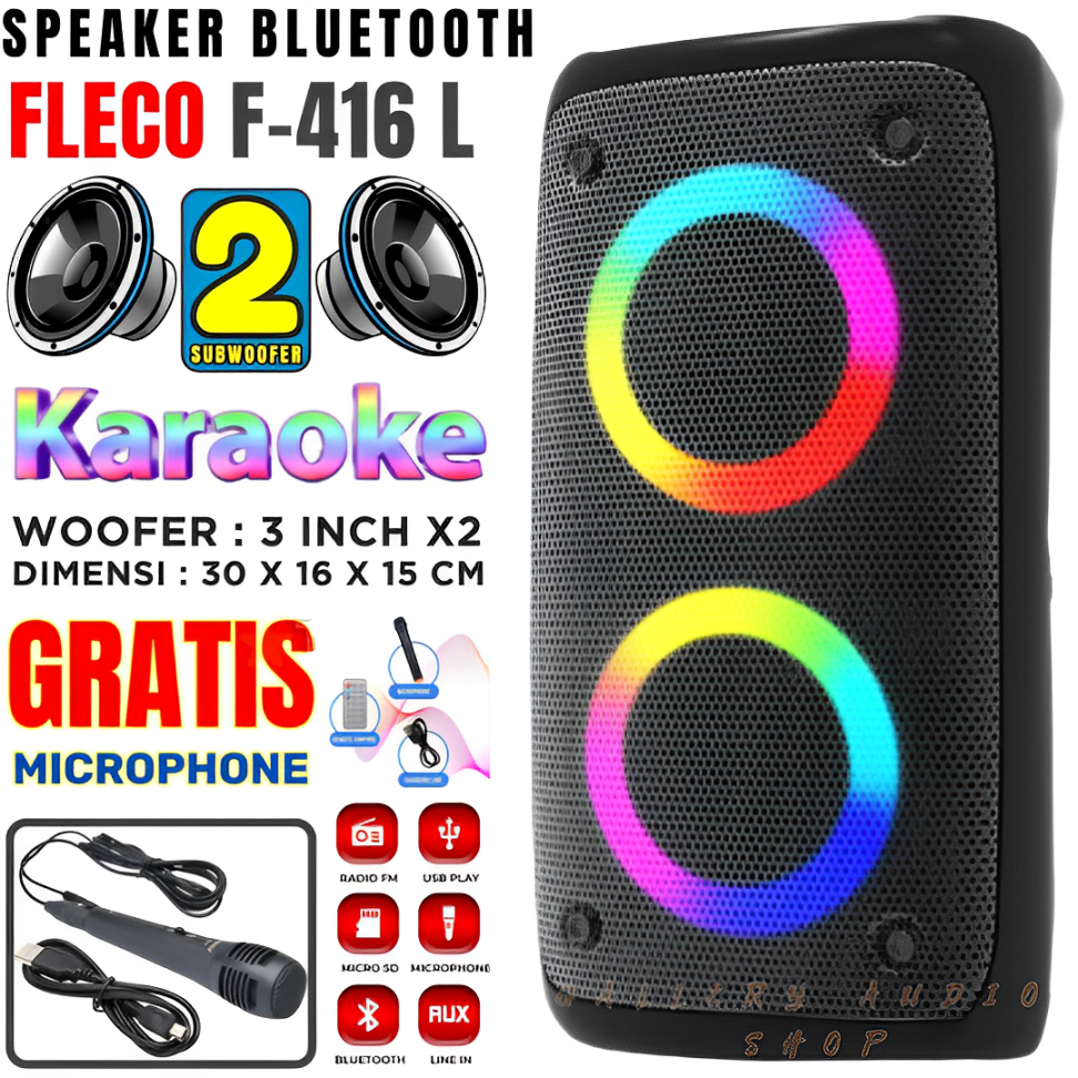 Speaker Bluetooth Portable Fleco F-416L Free Microphone | Speaker Aktif Fleco F-416L Super Bass Radi