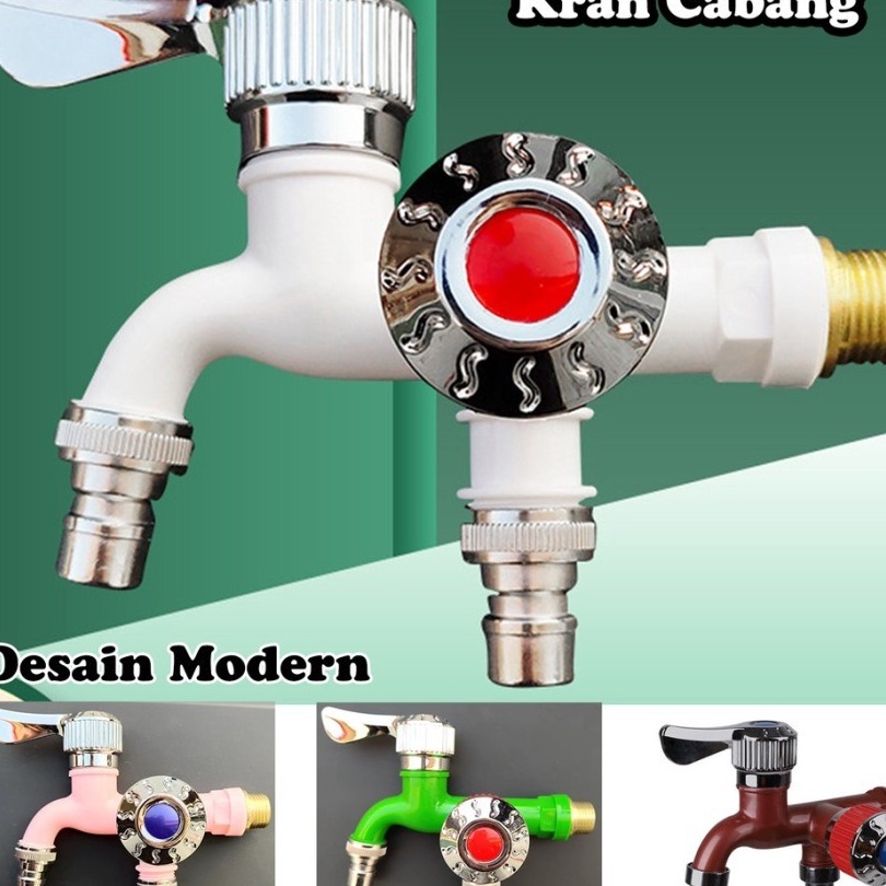 Super EM Keran Cabang Kran Air Double Plastik Setengah Inch