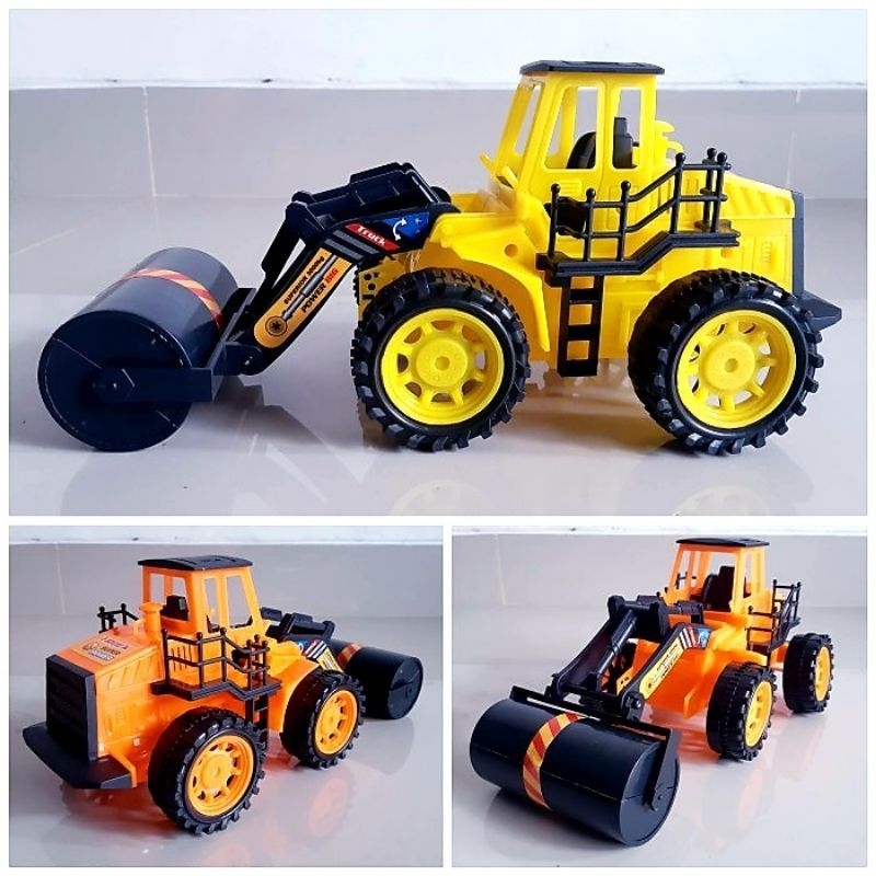 Mainan Truk Road Roller Edukasi - Miniatur Mobil Mobilan Konstruksi Mesin Giling Koleksi Anak Laki C