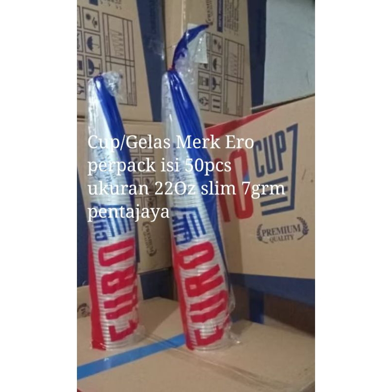 Cup/Gelas plastik 22 Oz 7grm slim Merk Euro
