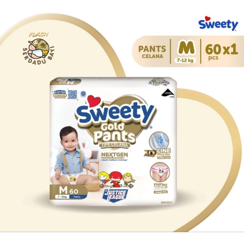 Sweety Gold Pants Popok Bayi M 60