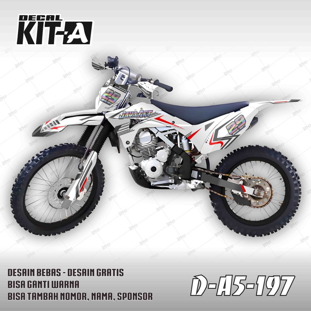 Decal Klx Gordon Sticker Motor  MOTIF WHITE LIST SILVER RED D-A5-162 D-A5-197