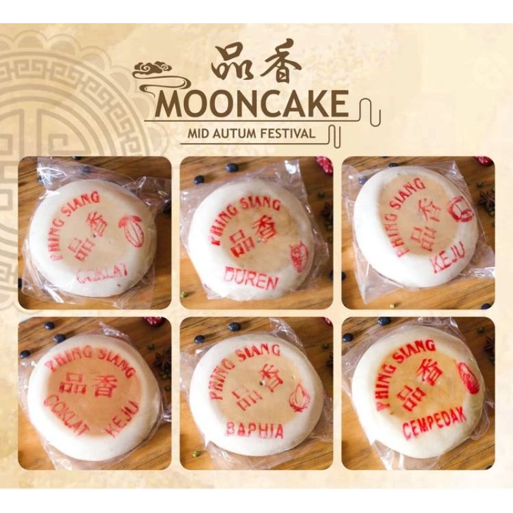 

PHING SIANG Moon Cake Kue Bulan Bulat Putih/ Coklat, Keju, Coklat Keju , Durian Campedak