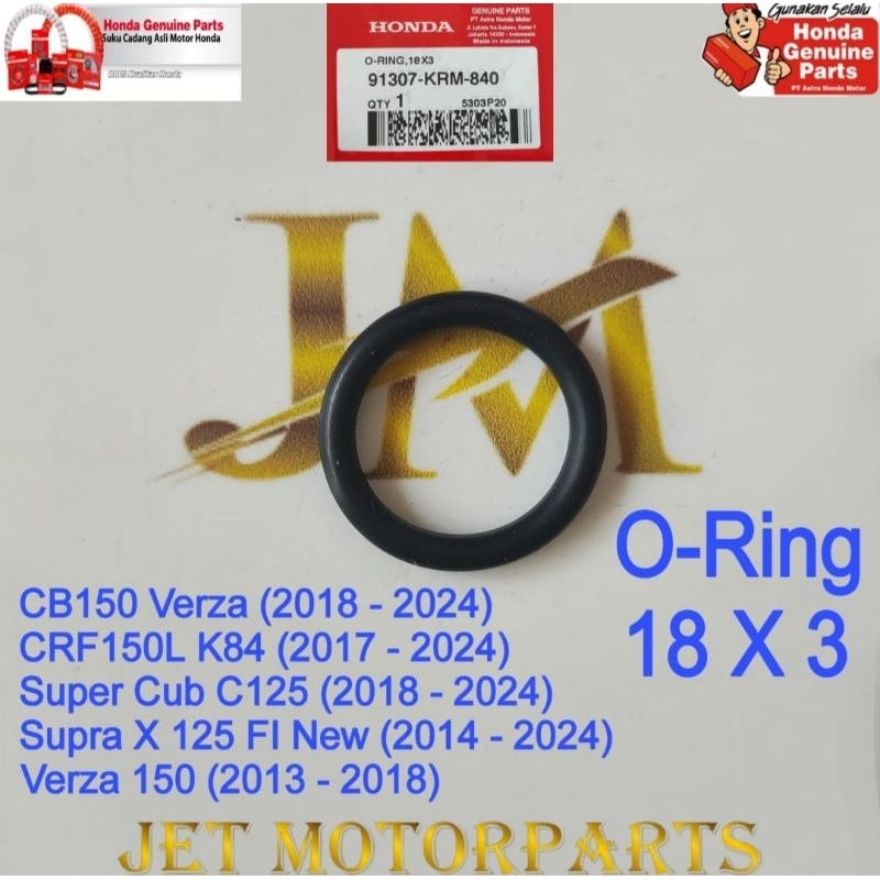 91307KRM840 O Ring 18x3 Tutup Oli Colokan Oli Spacy Ori Honda AHM