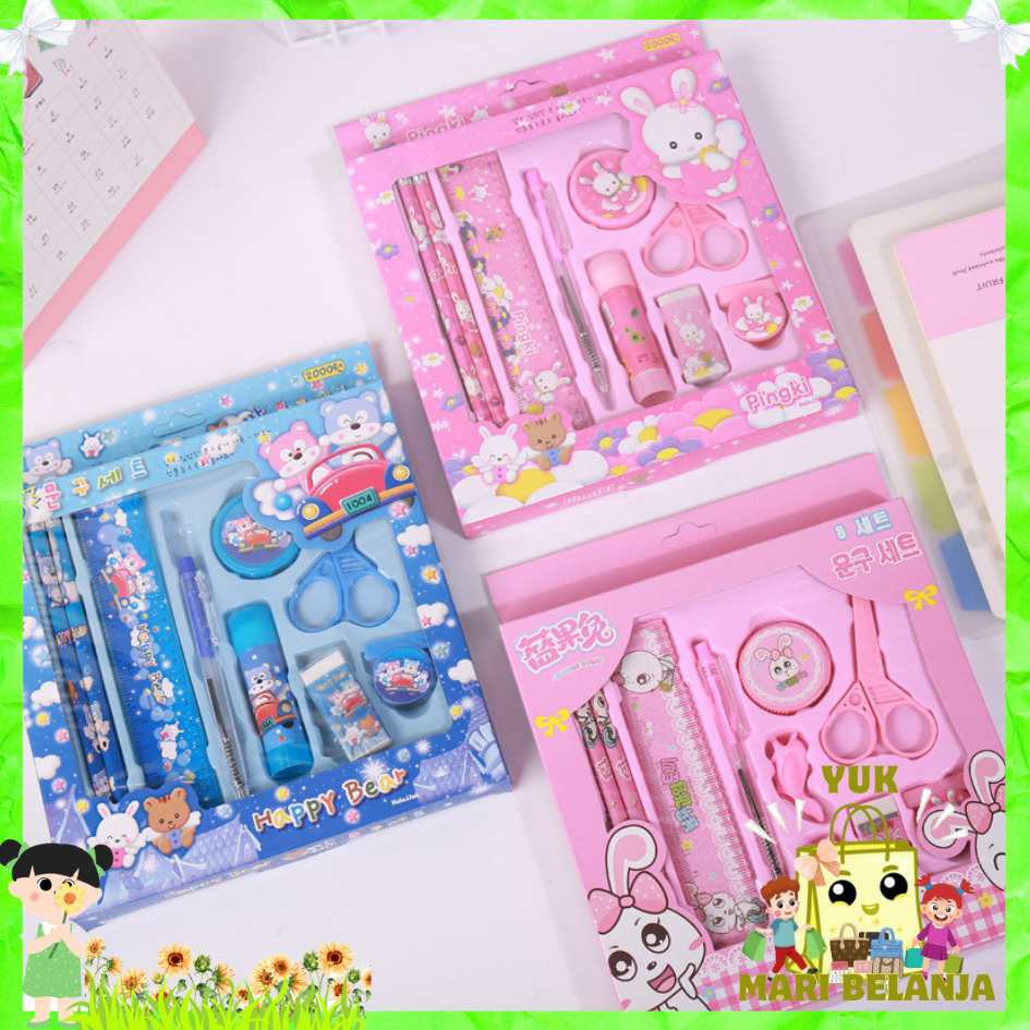 

YMB Paket Alat Tulis set 8in1 Stationery Set Study Set Anak Karakter Set Alat Tulis Anak TK