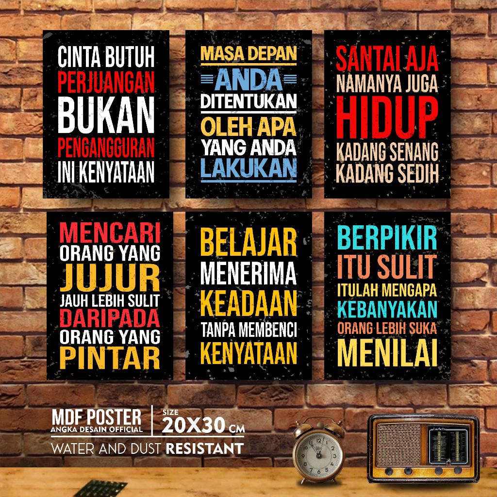 POSTER DEKORASI DINDING KATA KATA MOTIVASI - HIASAN RUMAH KAMAR KELAS KANTOR RUANG TAMU