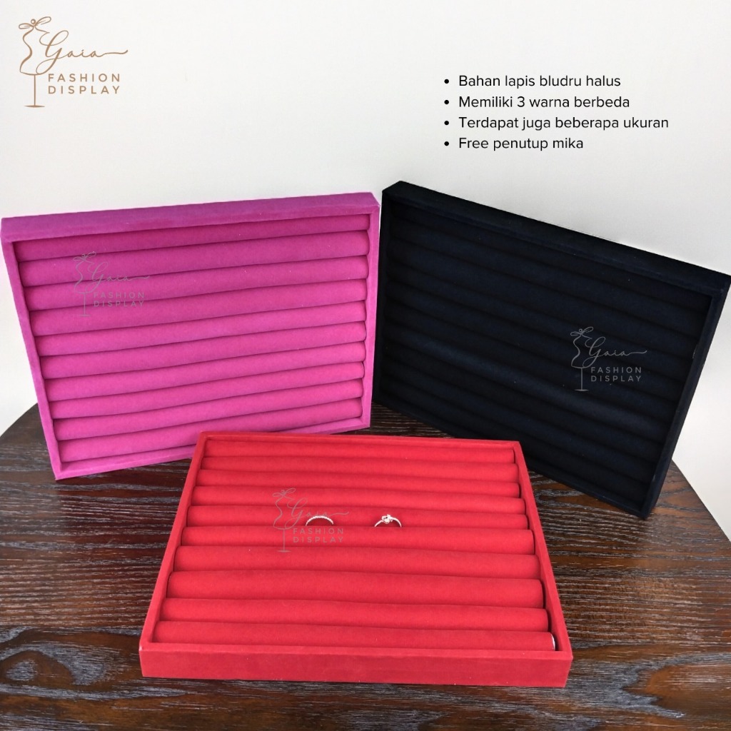 Display Cincin Nampan Cincin Kotak Cincin Pajangan Cincin Display Aksesoris Kotak Cincin Bludru +
