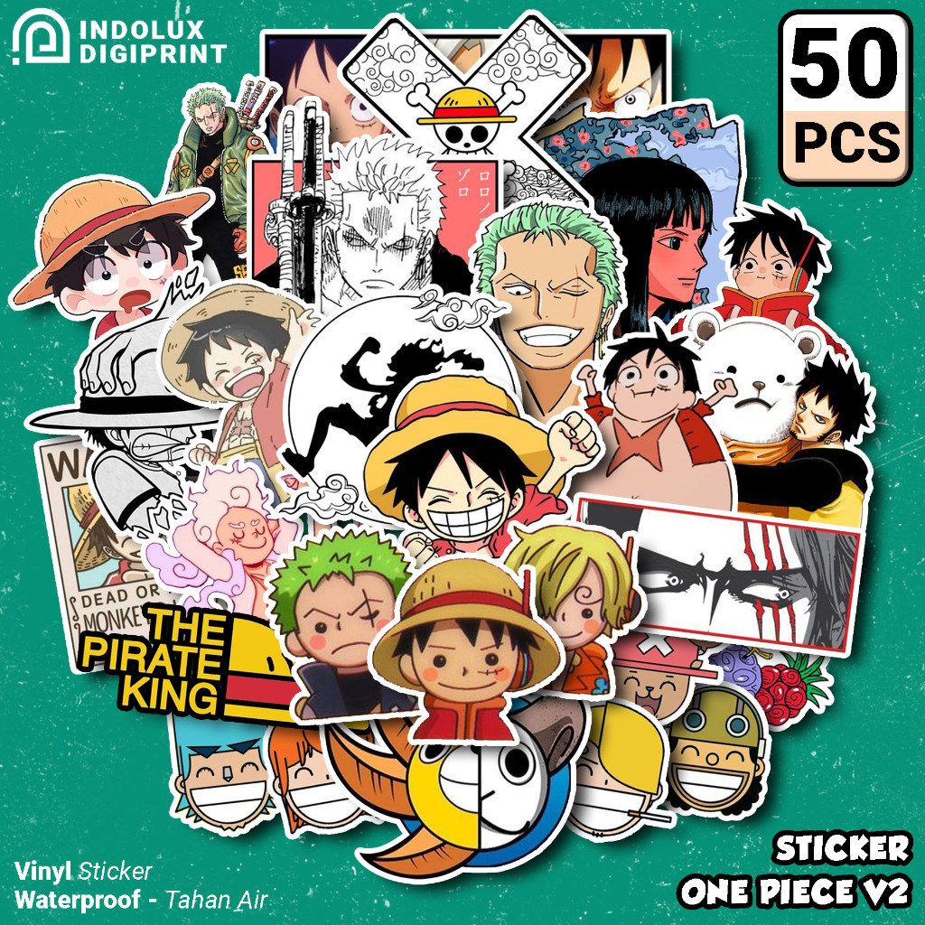 

Sticker One Piece 50 PCS Anime Pack Set Aesthetic Tahan Air Dekorasi Stiker Luffy Mugiwara Zoro