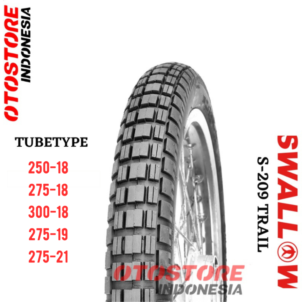 BAN LUAR MOTOR RING 18 19 dan 21 SWALLOW S-209 (S209) TRAIL TUBETYPE 2.50 2.75 3.00 2.75 2.75 REGULE