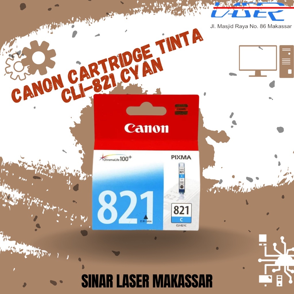 CARTRIDGE TINTA CANON CLI-821 CYAN / TINTA PRINTER CANON ORIGINAL