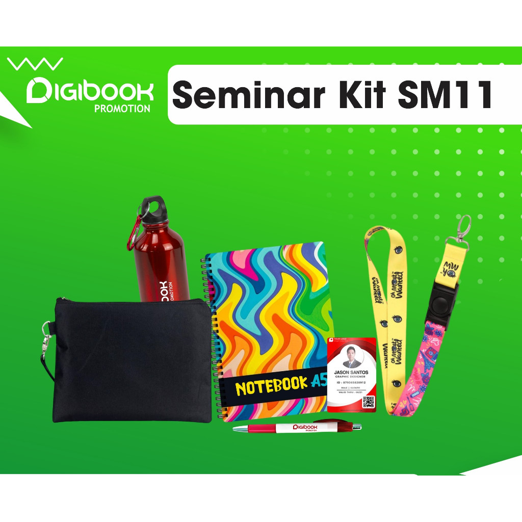 

Paket Seminar kit Custom | Pouch D300, Tumbler Beno, Notebook Spiral A5, Pulpen Sablon, Lanyard Printing, PVCD | SM11