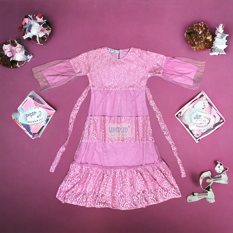 BAJU PESTA ANAK BRUKAT / KEBAYA ANAK/GAUN PESTA MUTIA ANAK MUSLIM MEWAH / GAMIS BROKAT ANAK