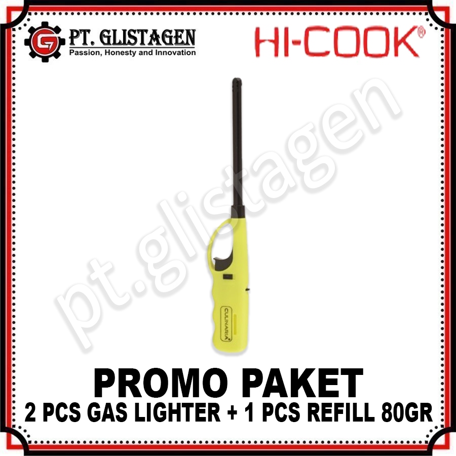 Hi-Cook Paket Korek Api Gas Mpl-U 2Pc + Isi Ulang Pemantik 80Gram 1Pc Original