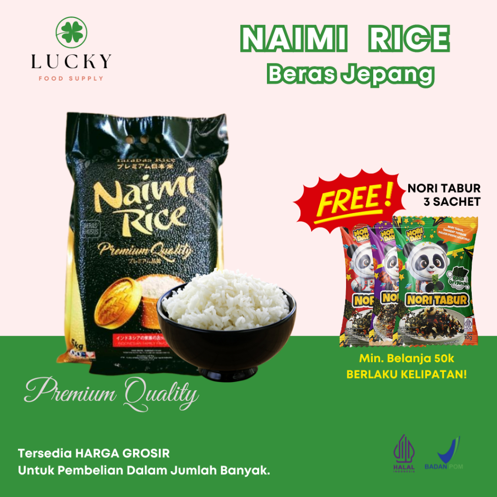 

Tarabas Rice Naimi Rice 5kg (Beras Jepang) Japan Original - Premium Quality