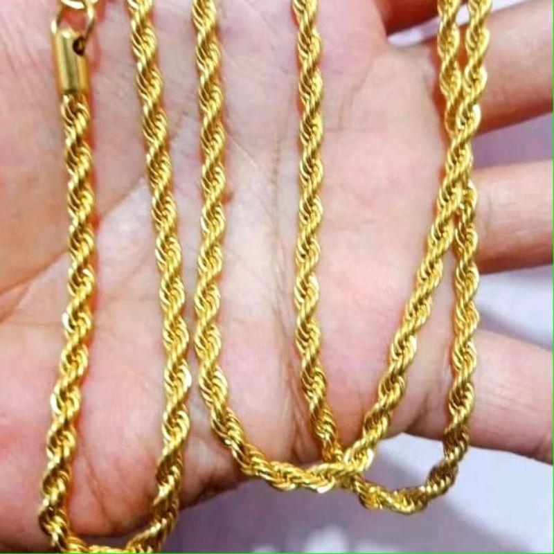 kalung model tali tambang berlapis emas