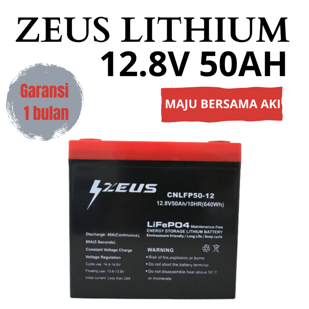 AKI LITHIUM 12.8V 50AH TENAGA SURYA ZEUS