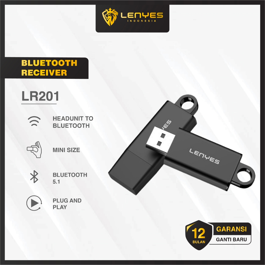 LENYES LR201 Bluetooth Receiver USB Wireless Adapter 5.1 Alat Bluetooth Salon Speaker Audio Mobil