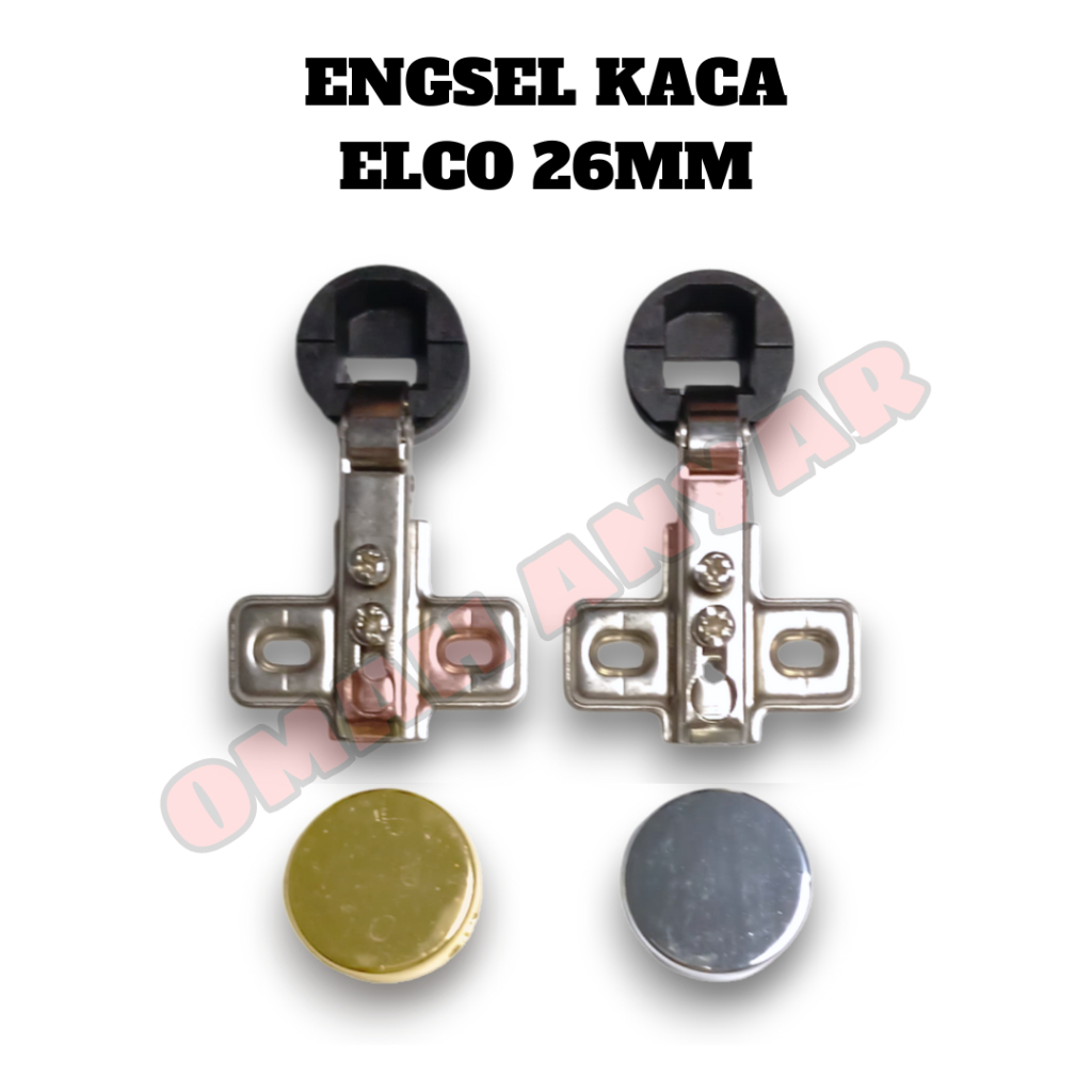 1 Pasang Engsel Sendok Kaca Merek Elco Tutup Gold Chrome 26mm