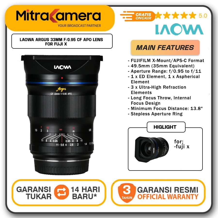 Laowa Argus 33mm f/0.95 CF APO FOR FUJI X