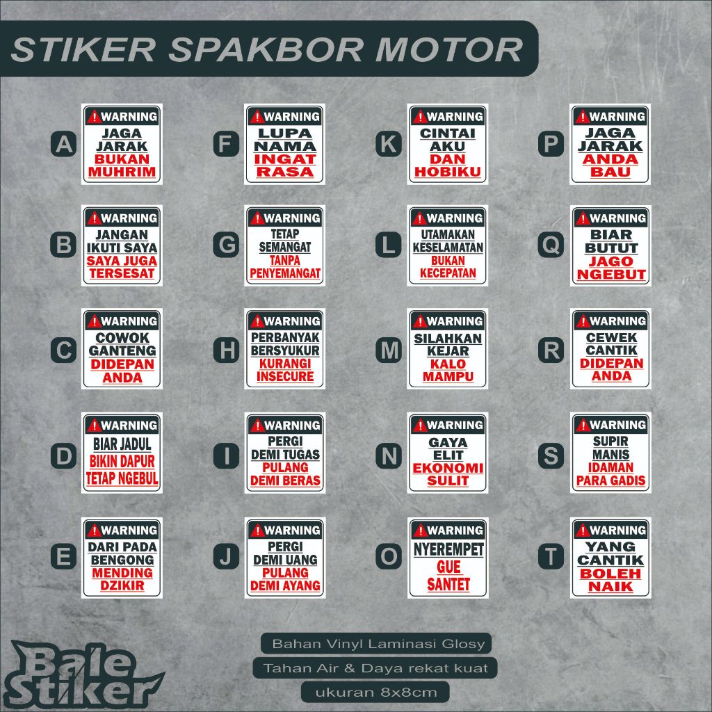 stiker SPAKBOR MOTOR kata kata lucu sticker