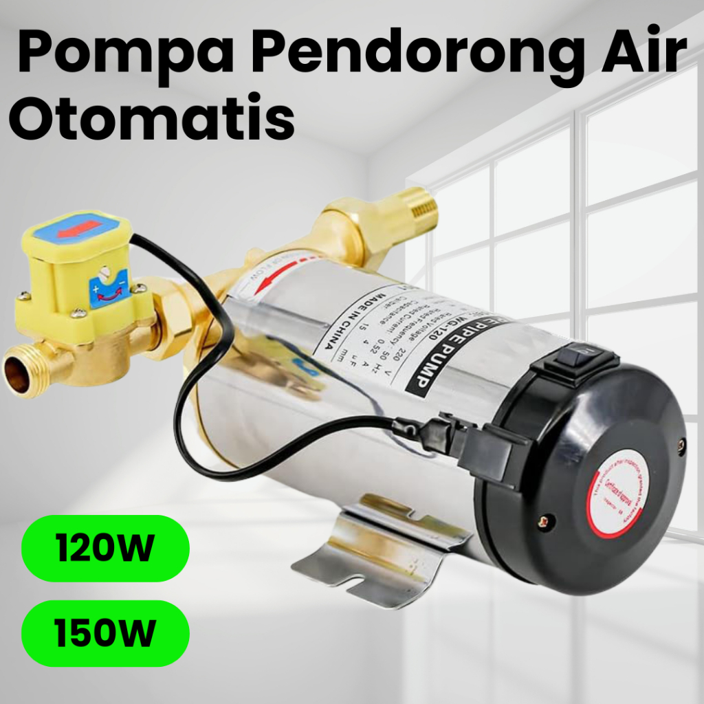 Pompa Dorong Air Otomatis Booster Pump 120W Mesin Tekanan Air Kran Shower Wastafel Mesin Cuci