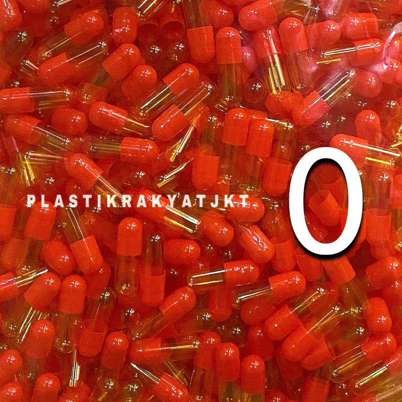 REPACK Kapsul Kosong Ukuran 0 Warna Orange Kuning Transparan isi 1000 Butir