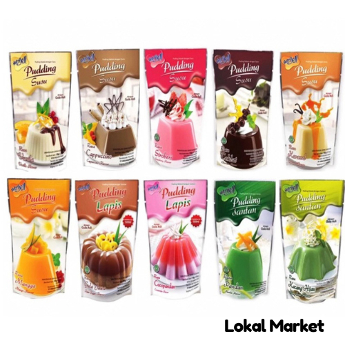 

Nutrijel Puding susu , santan dan lapis all varian