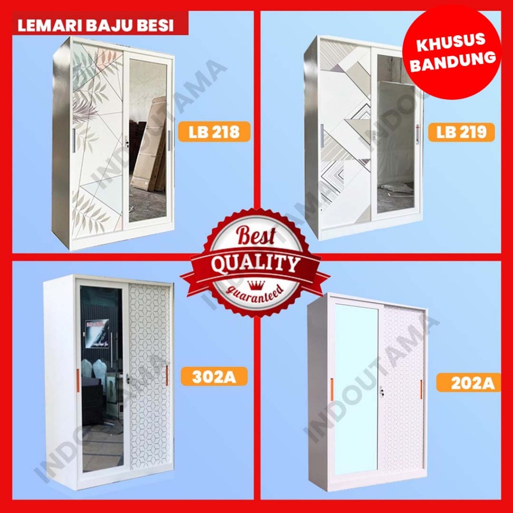 Lemari Baju Besi - Lemari Pakaian Besi Sliding / 2 Pintu / 3 Pintu [KHUSUS BANDUNG]