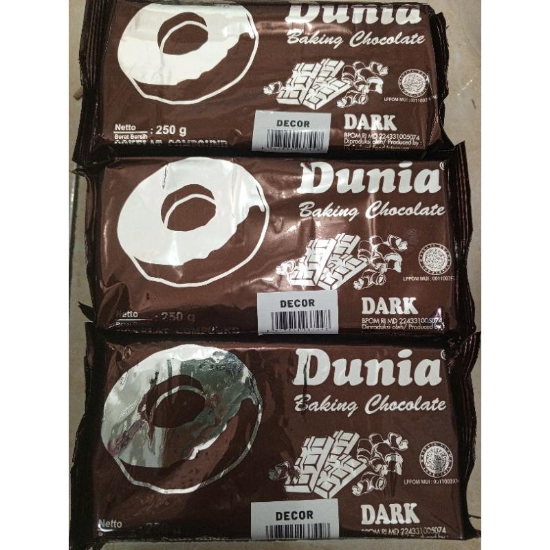 

Dunia dark compound decor - coklat batangan dunia 250gr