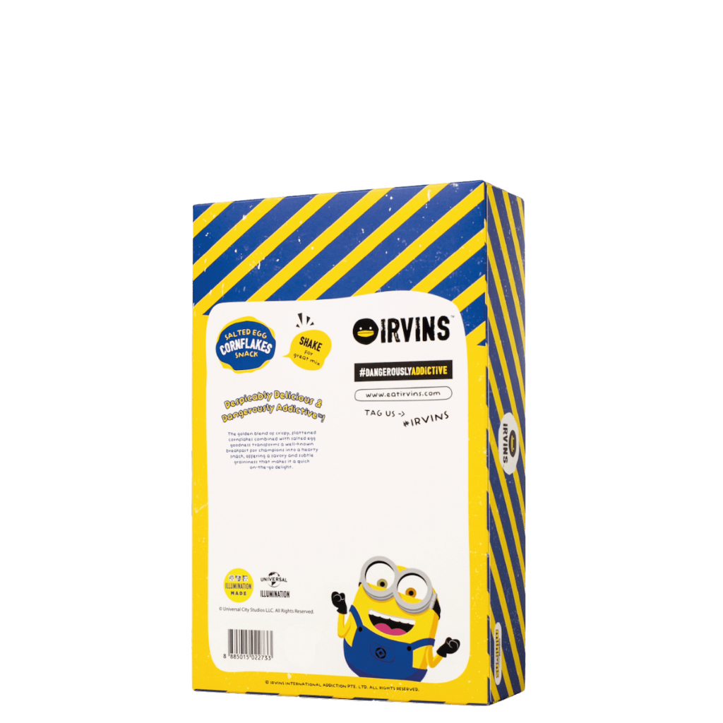 

bGF IRVINS X MINIONS SALTED EGG CORNFLAKES SNACK 90G (10 SACHETS X 9G) WITH COLORING KIT